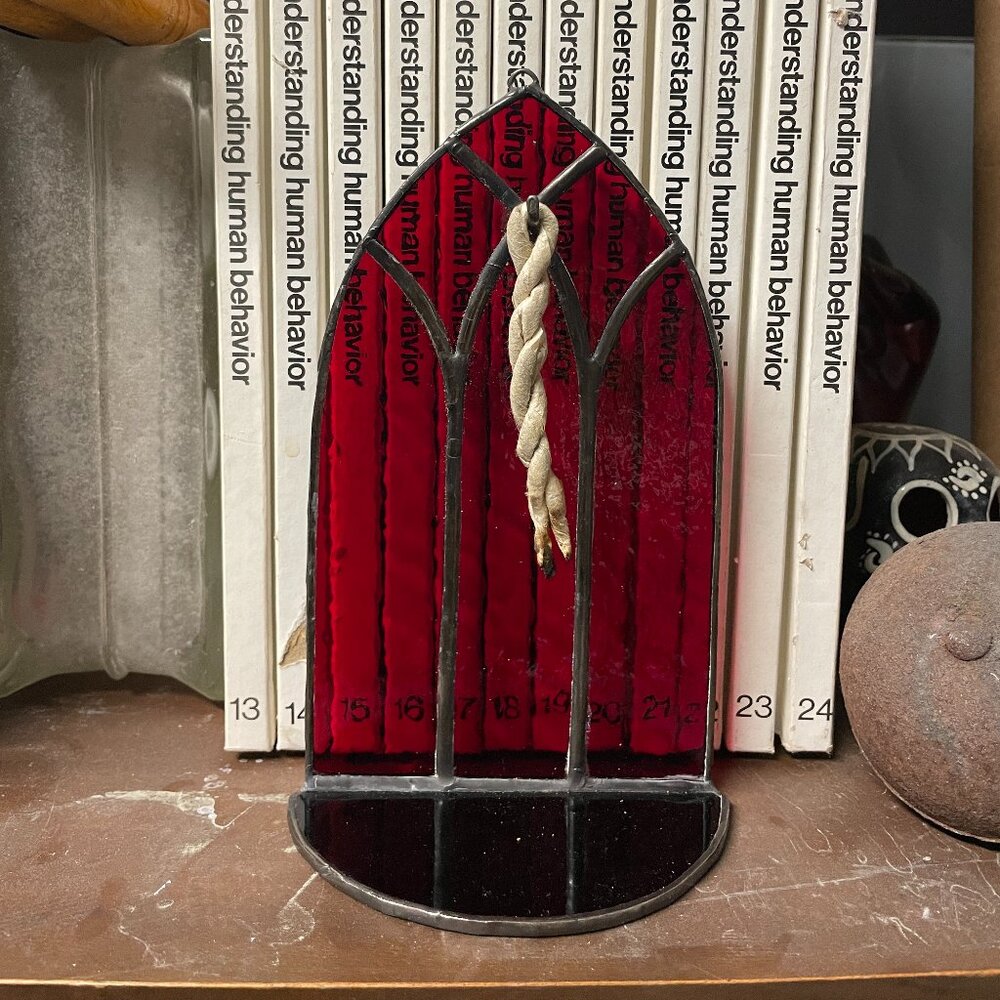 Stained Glass Incense Holder - Red Cathedral Glass